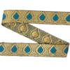 Dekorband KA 008A mörkturkos/guld 2.5cm