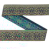 Dekorband NI 070B blågrön/guld 3.1cm