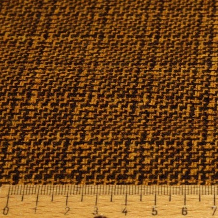 gul brun rutigt mönstrat vävt återvunnet ylletyg