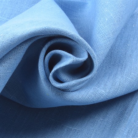 ljusblått linnetyg till kläder och inredning