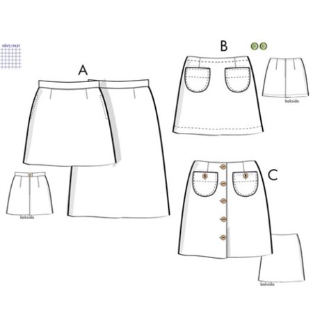 symönster svenska mönster kjolar med och utan knäppning