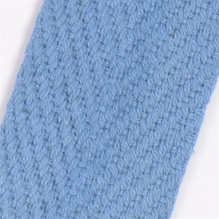 jeansblå 15mm vävt textilband i bomull på hel rulle
