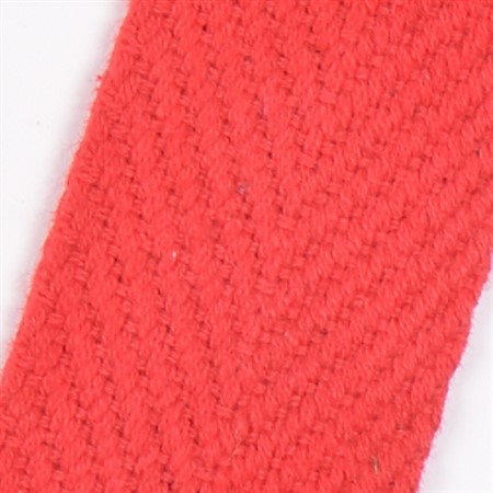 röd 15mm vävt textilband i bomull på hel rulle